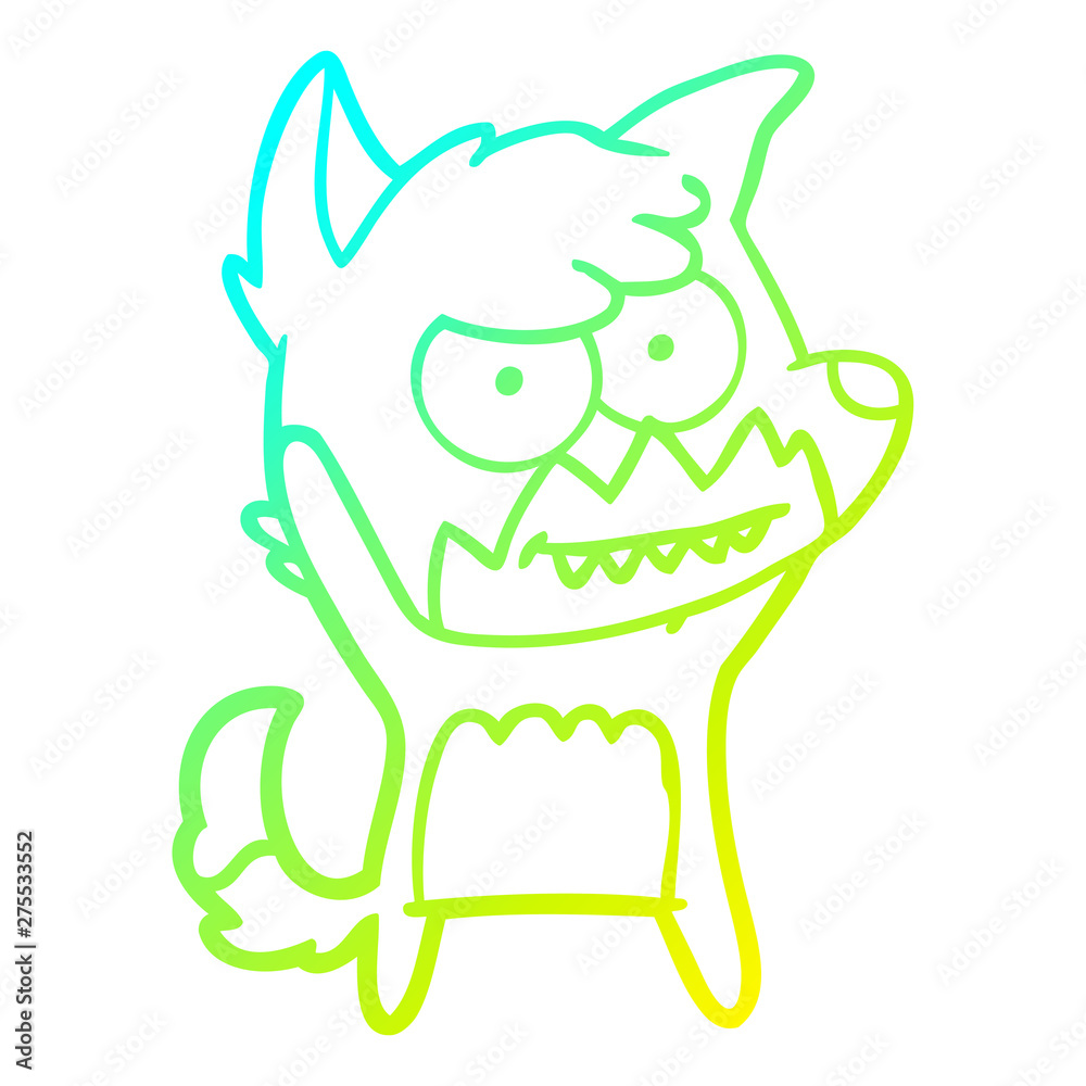 cold gradient line drawing cartoon grinning fox cold gradient line drawing cartoon grinning fox