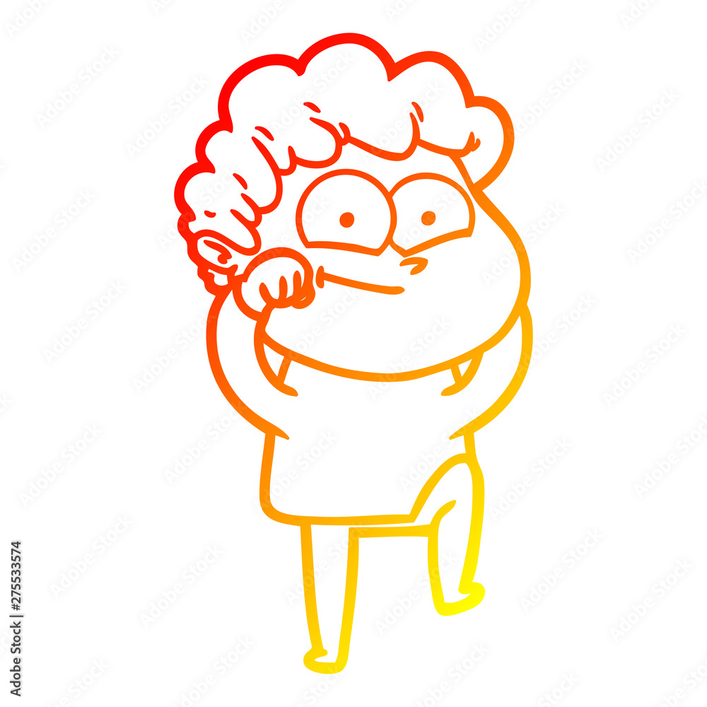 warm gradient line drawing cartoon happy man warm gradient line drawing cartoon happy man