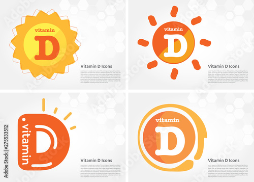 Vitamin D sun shining pill capsule icon collection black set, cholecalciferol. golden Vitamin complex with Chemical formula substance drop. Medical for heath Vector illustration