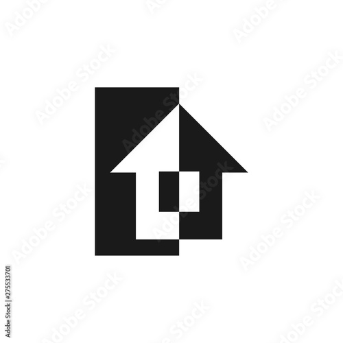 House icon. Black transparent logo. Vector drawing. Isolated object on white background. Isolate.