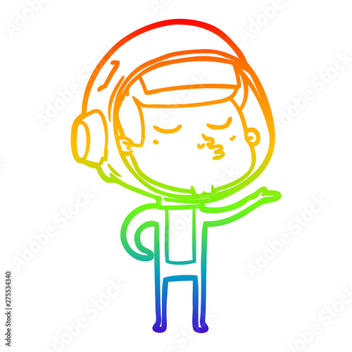 rainbow gradient line drawing cartoon confident astronaut