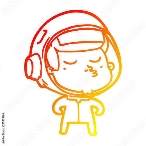 warm gradient line drawing cartoon confident astronaut