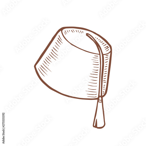 Isolated Fez Hat in Hand Drawn Style