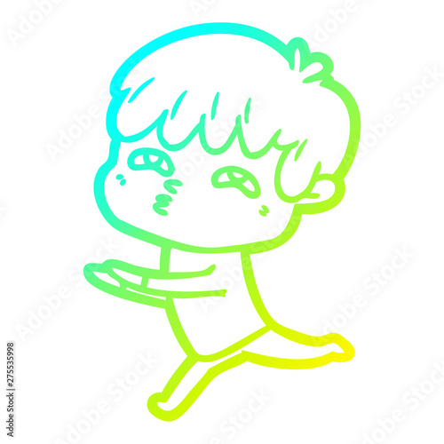 cold gradient line drawing cartoon curious man