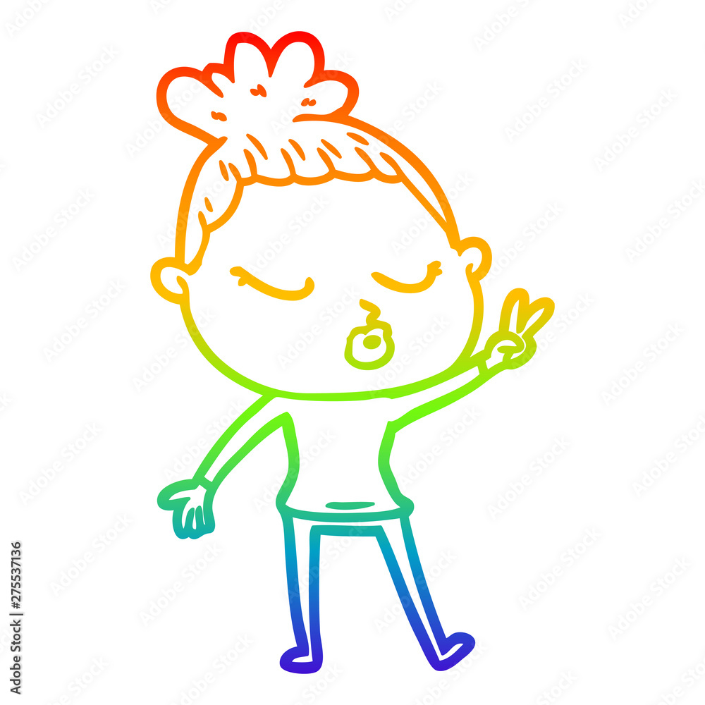rainbow gradient line drawing cartoon calm woman rainbow gradient line drawing cartoon calm woman