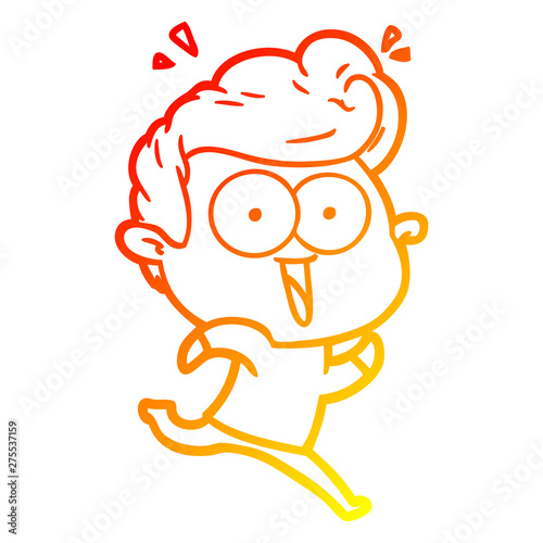 warm gradient line drawing cartoon excited man