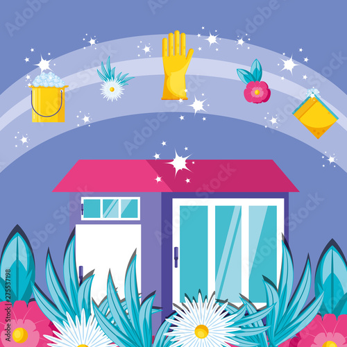 housekeeping tools with facade home