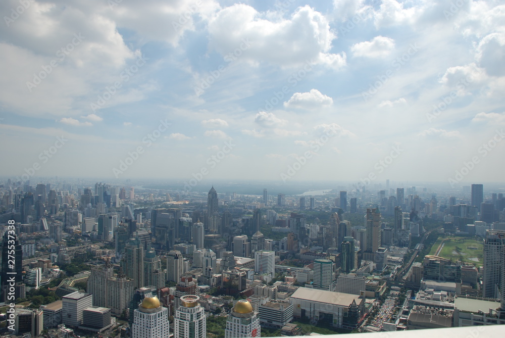 Wonderful view of the huge Bangkok from the top floor of the skyscraper