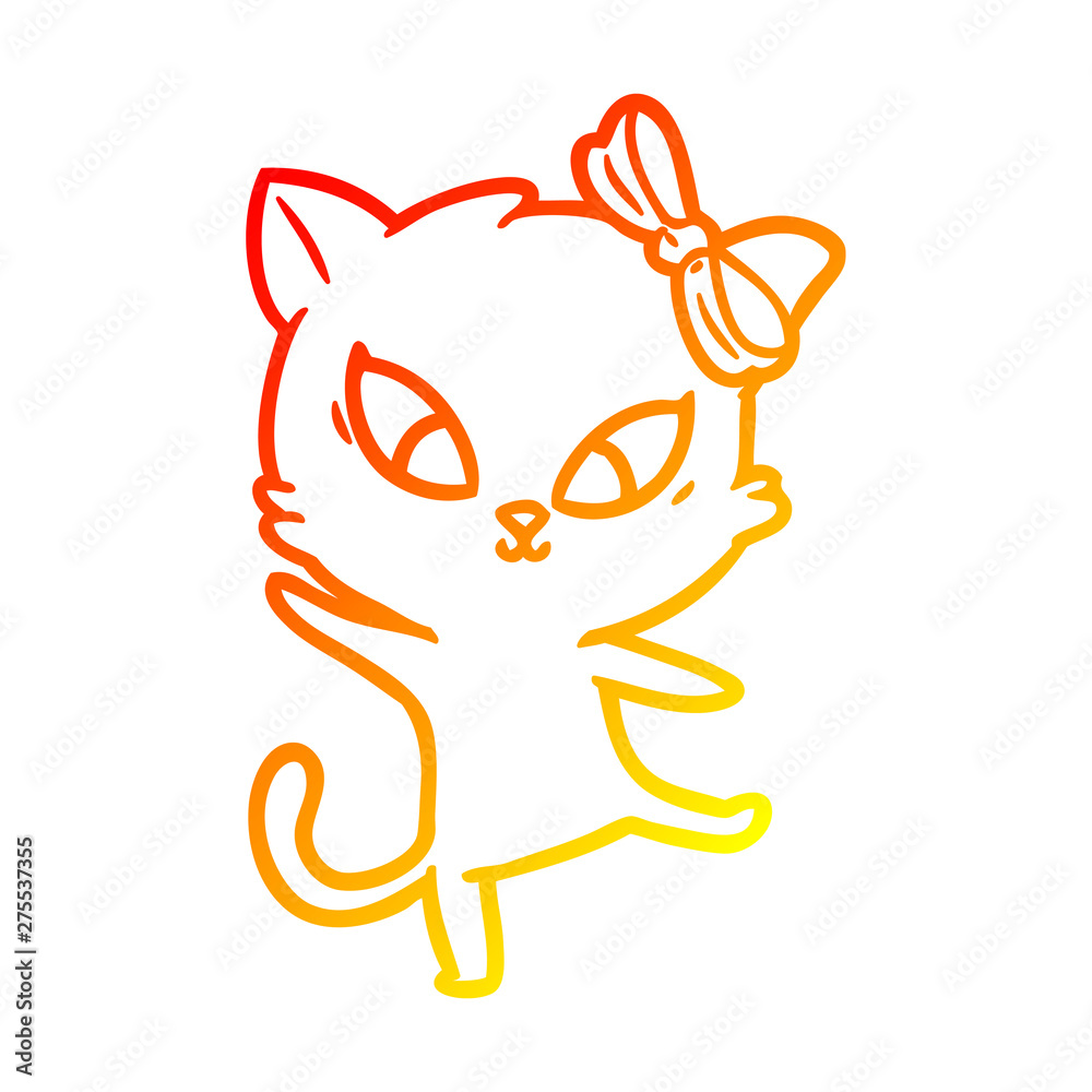 Fototapeta premium warm gradient line drawing cartoon cat