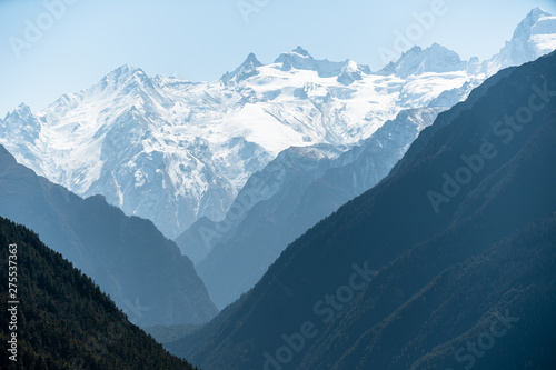 Beautiful view on mountain valley in Himalaya. photo