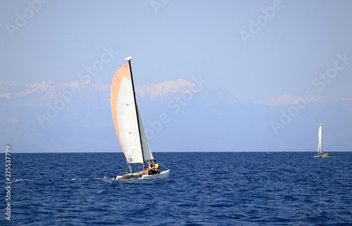 sailing on the sea in summer