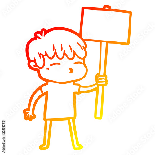 warm gradient line drawing cartoon curious boy