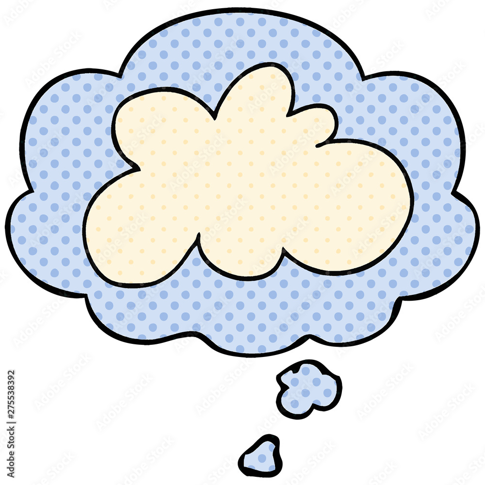 cartoon decorative cloud symbol and thought bubble in comic book style