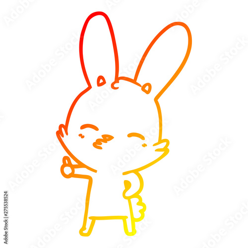 warm gradient line drawing curious bunny cartoon