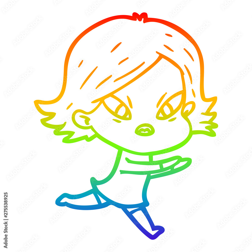 rainbow gradient line drawing cartoon stressed woman rainbow gradient line drawing cartoon stressed woman