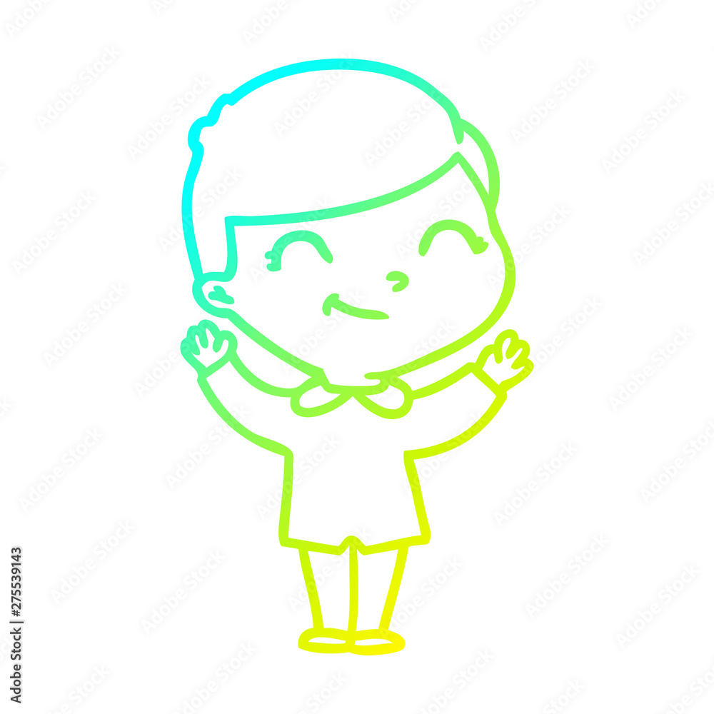 cold gradient line drawing cartoon boy smiling