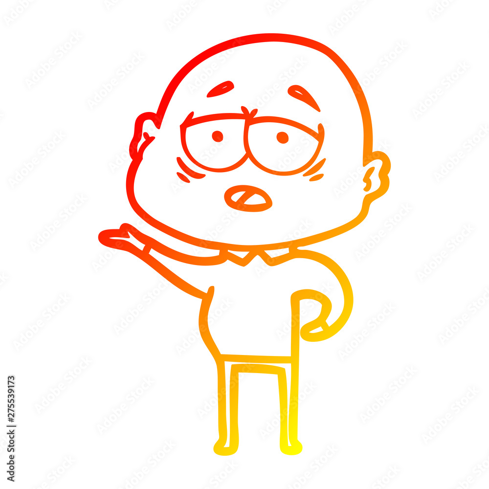 warm gradient line drawing cartoon tired bald man warm gradient line drawing cartoon tired bald man