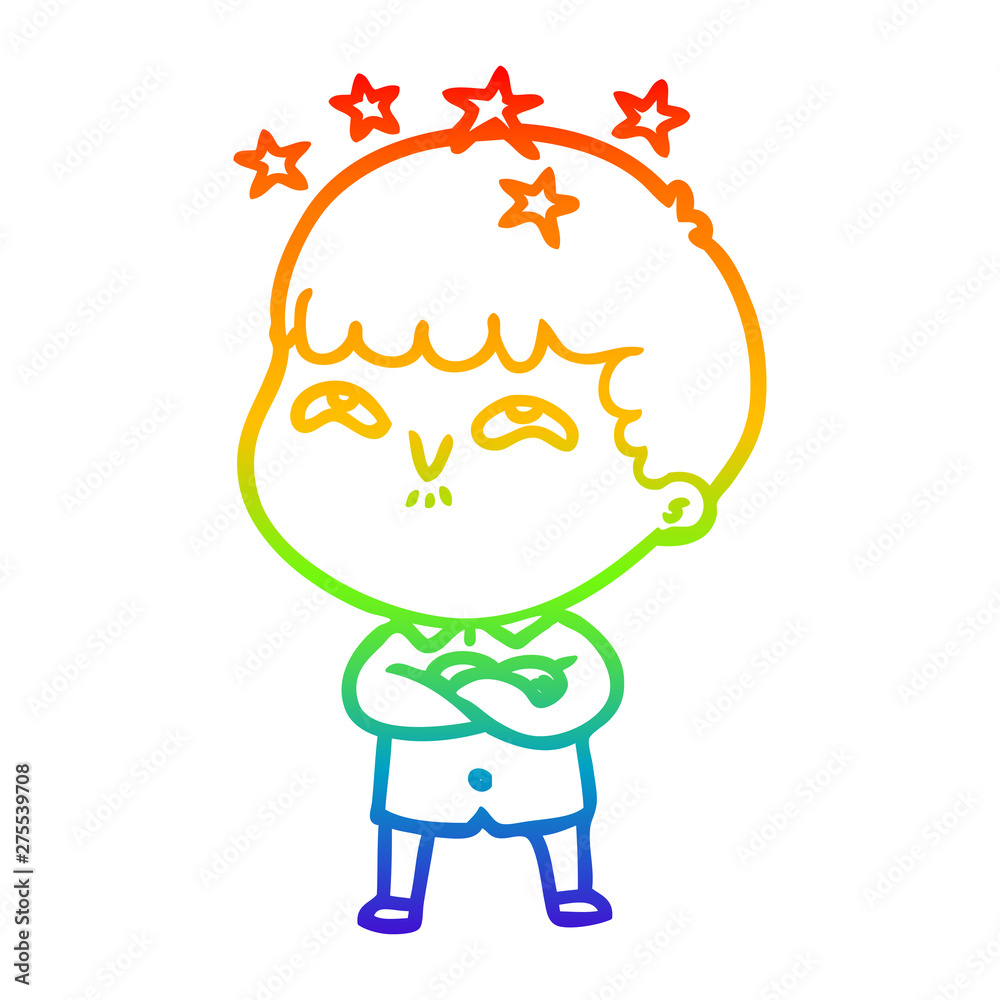 rainbow gradient line drawing cartoon amazed boy rainbow gradient line drawing cartoon amazed boy