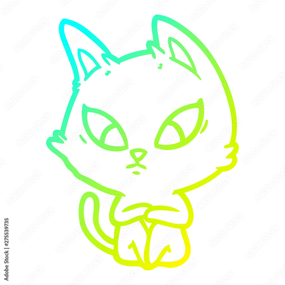 cold gradient line drawing confused cartoon cat cold gradient line drawing confused cartoon cat