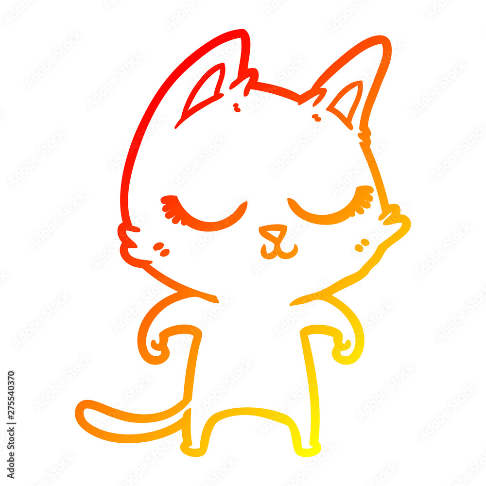 warm gradient line drawing calm cartoon cat