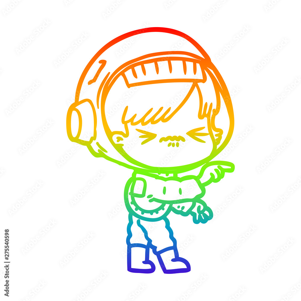 rainbow gradient line drawing angry cartoon space girl rainbow gradient line drawing angry cartoon space girl