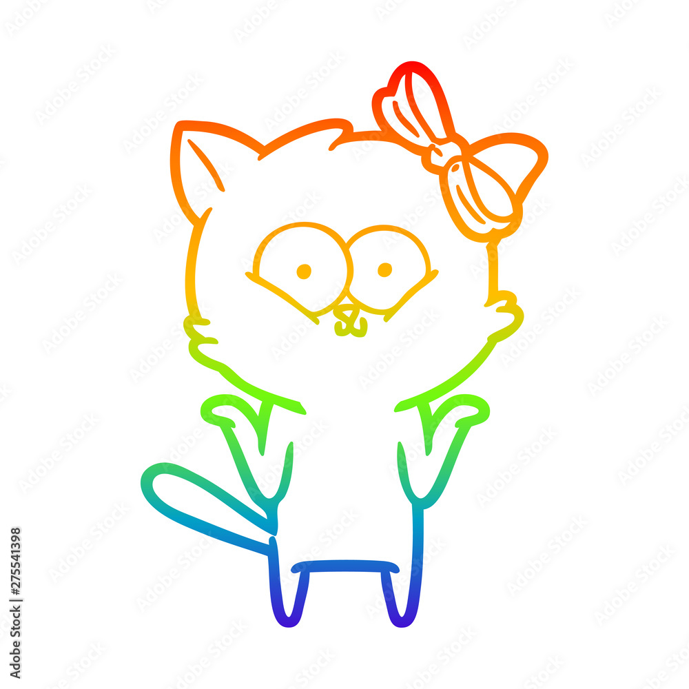 rainbow gradient line drawing cartoon cat rainbow gradient line drawing cartoon cat