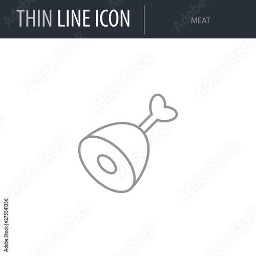 Symbol of Meat. Thin line Icon of Set of Kitchen. Stroke Pictogram Graphic for Web Design. Quality Outline Vector Symbol Concept. Premium Mono Linear Beautiful Plain Laconic Logo