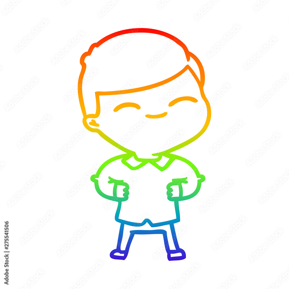 rainbow gradient line drawing cartoon smiling boy