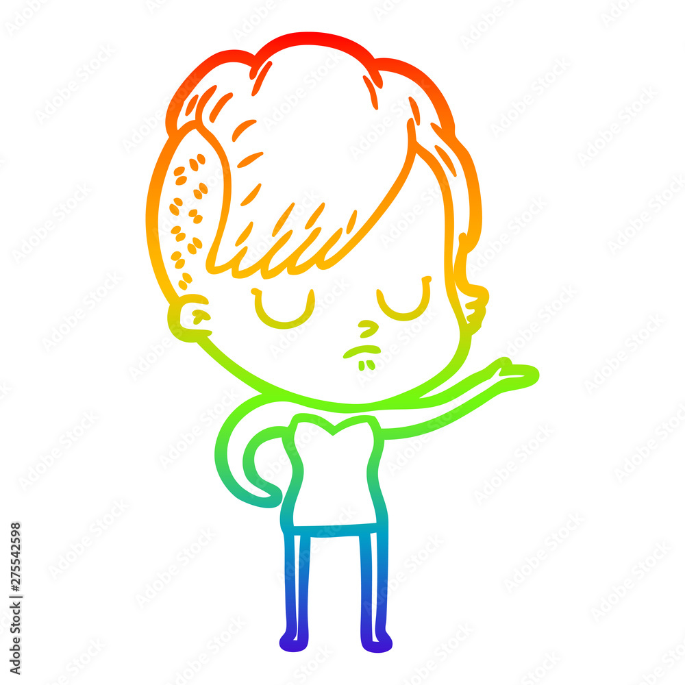 rainbow gradient line drawing cartoon woman rainbow gradient line drawing cartoon woman