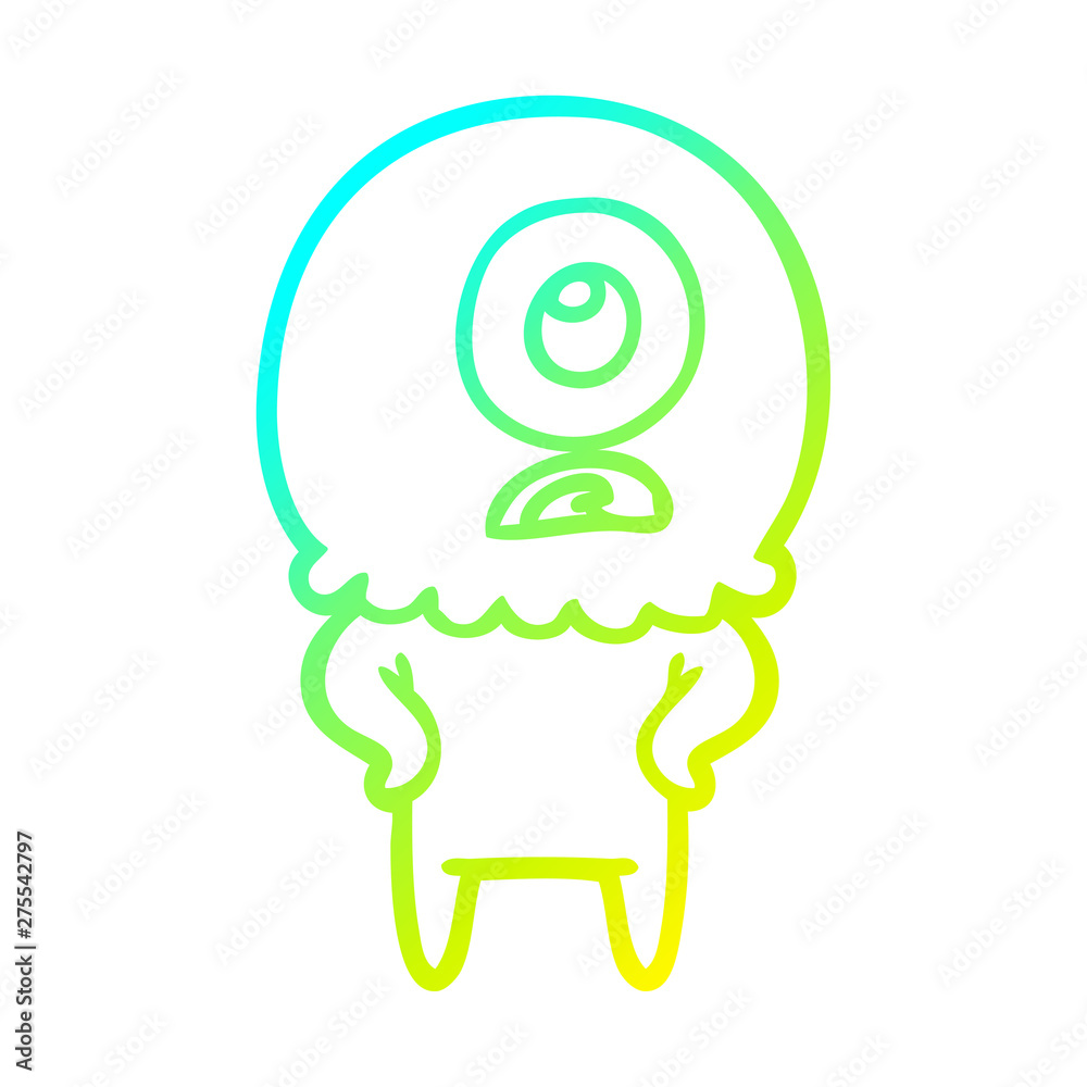 cold gradient line drawing cartoon cyclops alien spaceman cold gradient line drawing cartoon cyclops alien spaceman