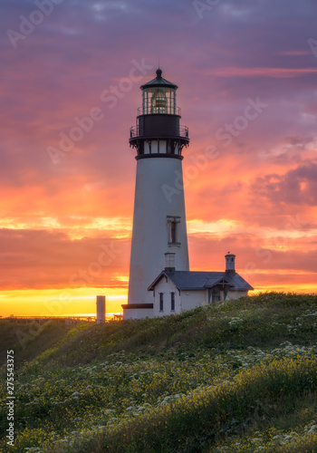 Yaquina Head Lighthouse at sunset
