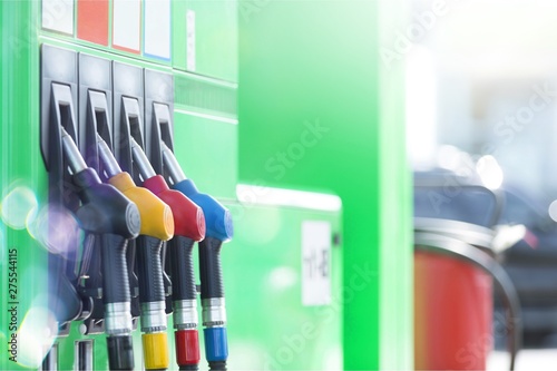 Closeup of gasoline station, gas pump