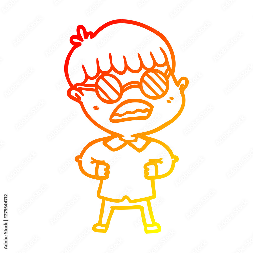 warm gradient line drawing cartoon boy wearing spectacles warm gradient line drawing cartoon boy wearing spectacles