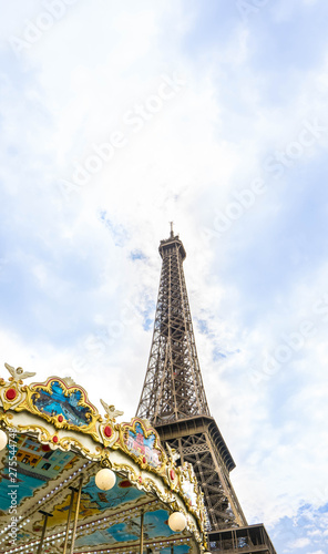 the eiffel tower with carousel