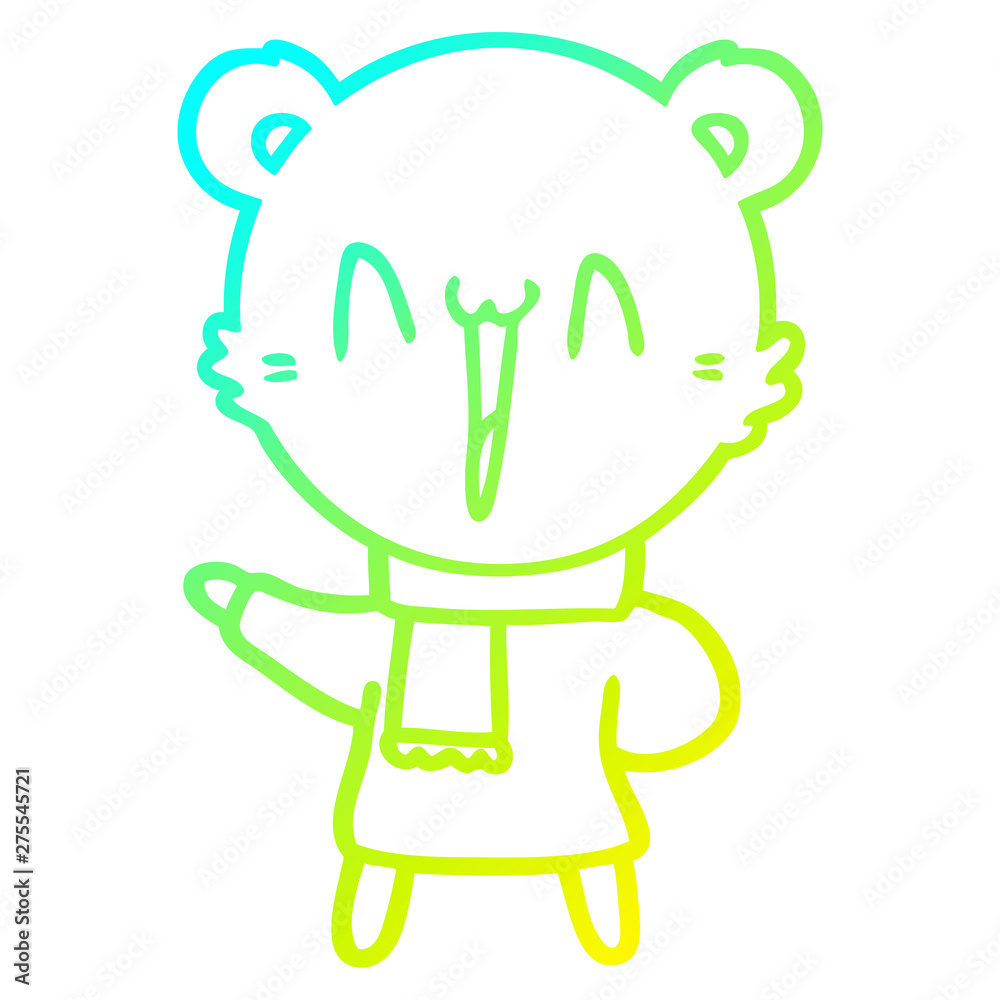 cold gradient line drawing happy bear cartoon cold gradient line drawing happy bear cartoon