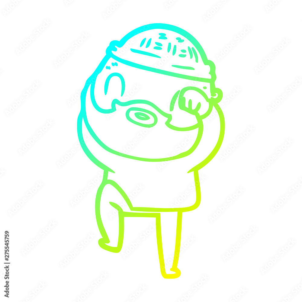 cold gradient line drawing cartoon bearded man cold gradient line drawing cartoon bearded man