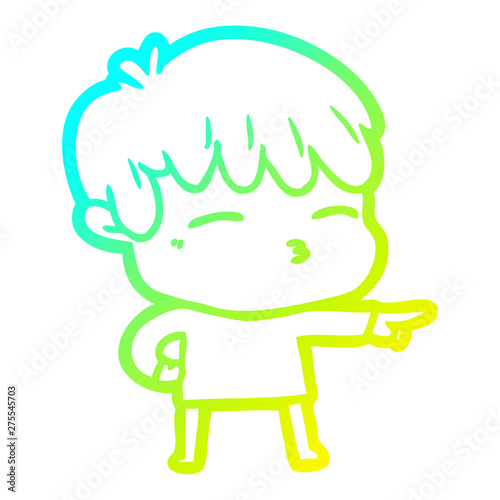 cold gradient line drawing cartoon curious boy