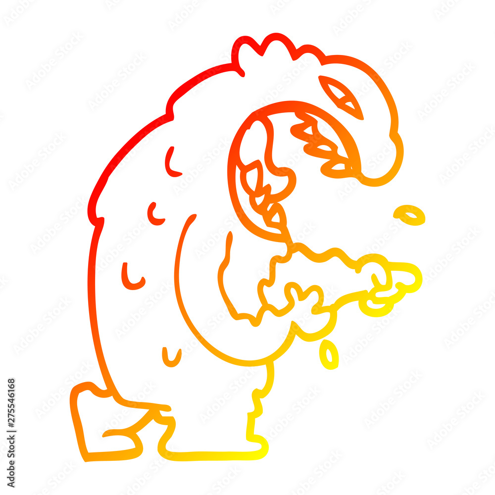 Fototapeta premium warm gradient line drawing cartoon halloween monster