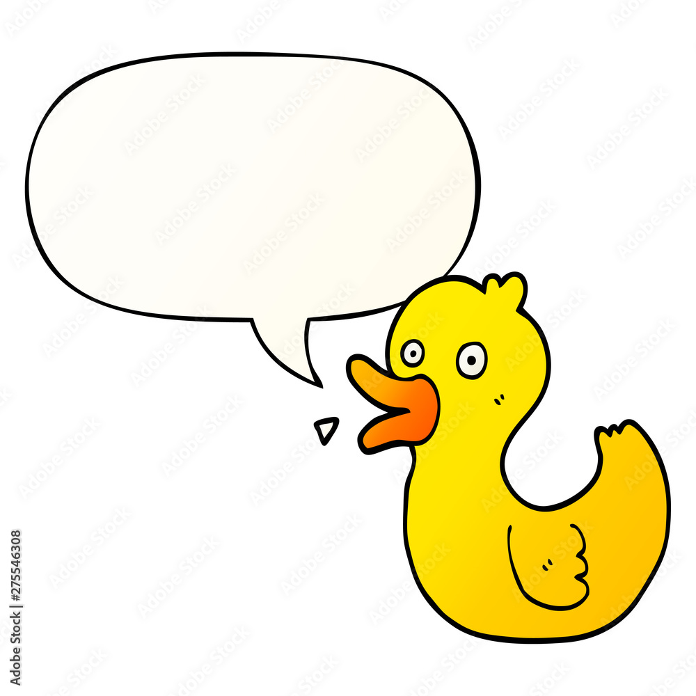 cartoon quacking duck and speech bubble in smooth gradient style cartoon quacking duck and speech bubble in smooth gradient style