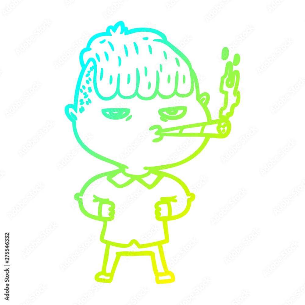 cold gradient line drawing cartoon man smoking cold gradient line drawing cartoon man smoking