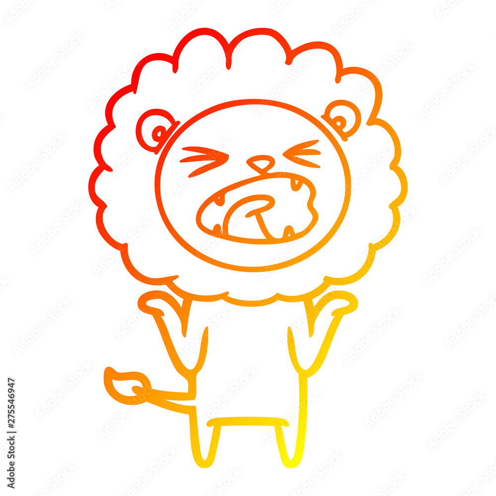 warm gradient line drawing cartoon lion warm gradient line drawing cartoon lion