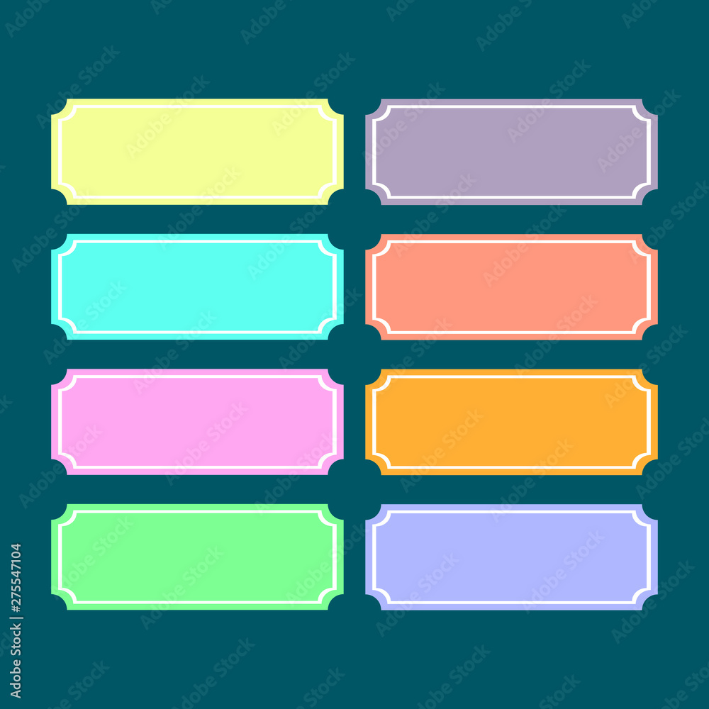 Obraz premium Eight colored templates for text captioning. Dark blue background.