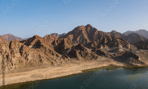 Hatta Dam Lake scenery in eastern Dubai, United Arab Emirates