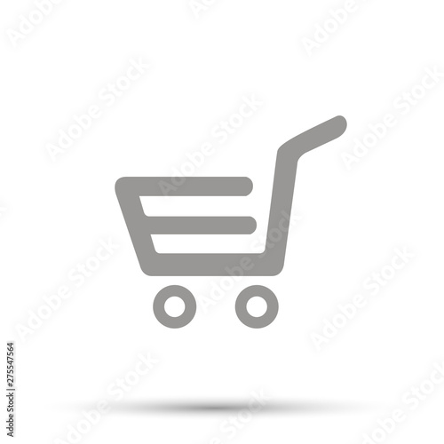 Gray shopping icon on white background. Shadow depiced down.