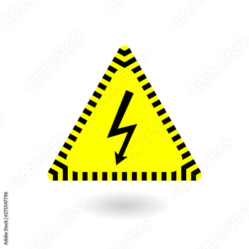 Electricity icon. Electric power symbol in yellow triangle