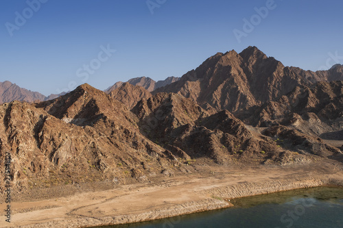 Hatta Dam Lake scenery in eastern Dubai, United Arab Emirates