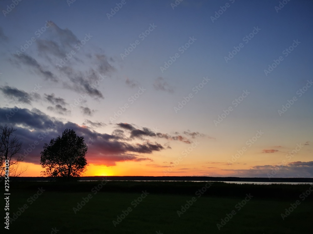 sunset over lake