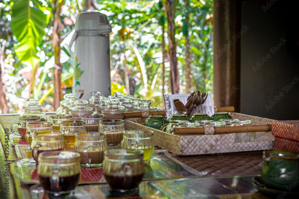 Selection of coffees at a Balinese coffee plantation in Indonesia