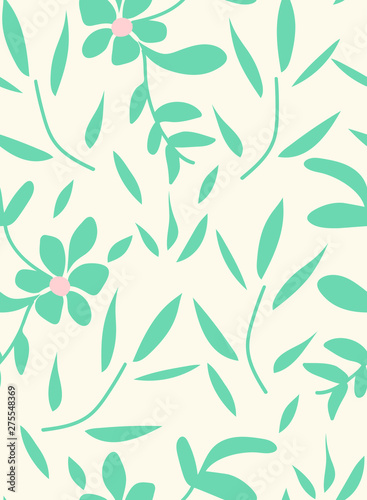 Seamless vector pattern with ta leaf and floral coordinate editable and separable 