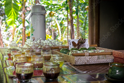 Selection of coffees at a Balinese coffee plantation in Indonesia